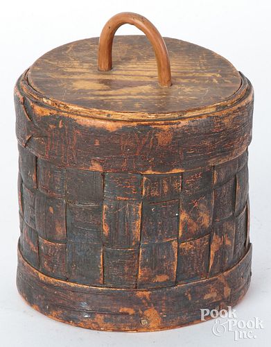 Unusual Scandinavian woven pantry box, 19th c.