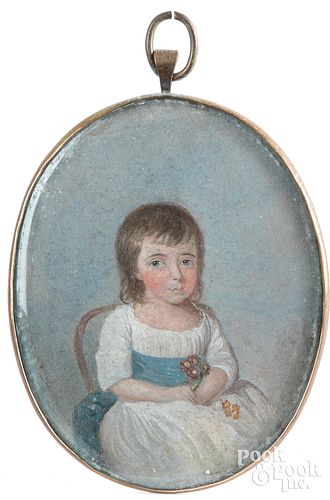 Miniature portrait of a young girl, 19th c.
