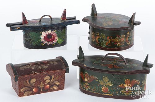 Four Scandinavian painted boxes, 19th and 20th c.