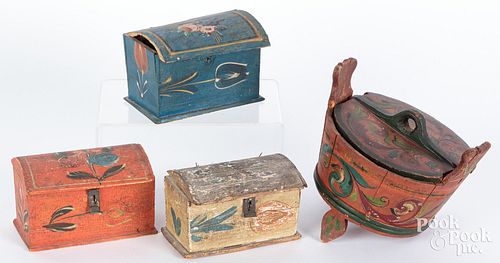 Four Scandinavian painted boxes, 19th c.