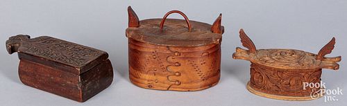 Two Scandinavian carved bentwood boxes