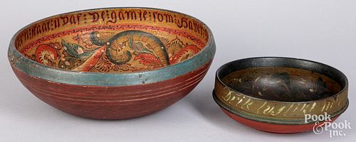 Two Scandinavian painted ale bowls, 19th c.