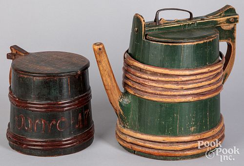 Scandinavian painted ale pitcher and tankard