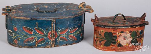 Two Scandinavian painted bentwood boxes, 19th c.