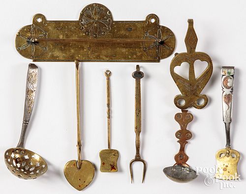 Miniature brass and iron tool set