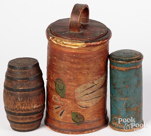 Painted bark canister, early 20th c.