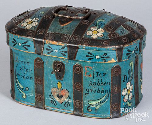 Scandinavian painted valuables box, 19th c.