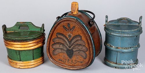 Three pieces of Scandinavain painted woodenware