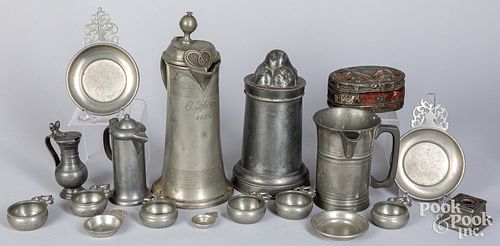 Group of pewter, 18th, 19th, and 20th c.