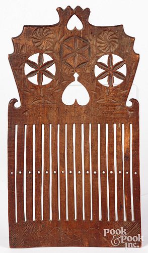 Scandinavian carved tape loom, dated 1752