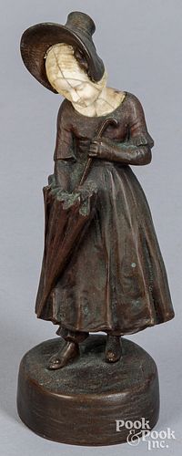 Peter Tezeszczuk bronze and bone figure of a woman