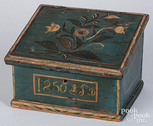 Scandinavian painted desk box, dated 1850