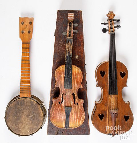 Three diminutive stringed instruments, 20th c.