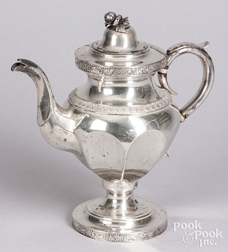 Coin silver coffee pot by Lows, Ball & Co.