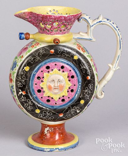 Prattware porcelain puzzle pitcher, 19th c.