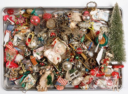 Large group of Christmas ornaments and decorations
