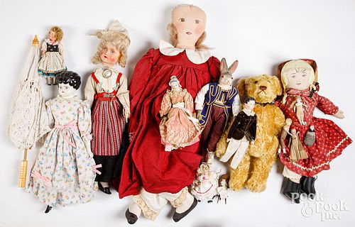 Group of miscellaneous dolls & bears, mid 20th c.