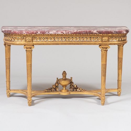 Fine Louis XVI Style Giltwood Console Table 