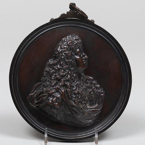 Louis XIV Patinated Bronze Portrait Medallion