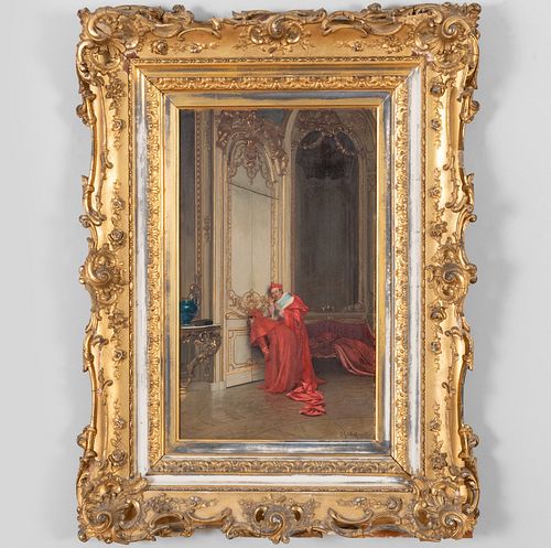Jean Georges Vibert (1840-1902): Top Secret: Two Cardinals in an Interior Looking Through a Keyhole and Listening Through the Closed Door