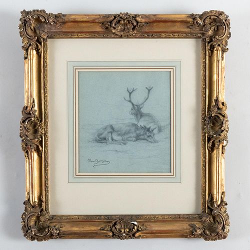 Rosa Bonheur (1822-1899): Two Reclining Deer