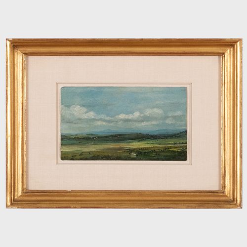 Attributed to Albert Bierstadt (1830-1902): Cloud Studies, Tree Line Below; Cloud Study; and Extensive Landscape, White Building in Foreground, Mounta