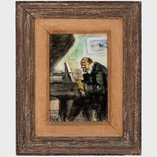 Benjamin Kopman (1887-1965): Man Playing a Piano; and Street in Far Rockaway