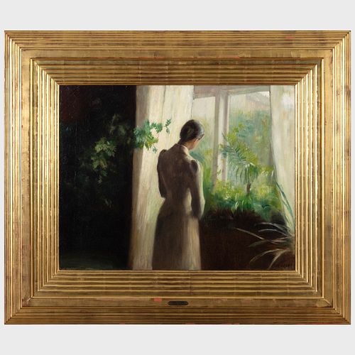 Carl HolsÃ¸e (1863-1935): Woman at a Window