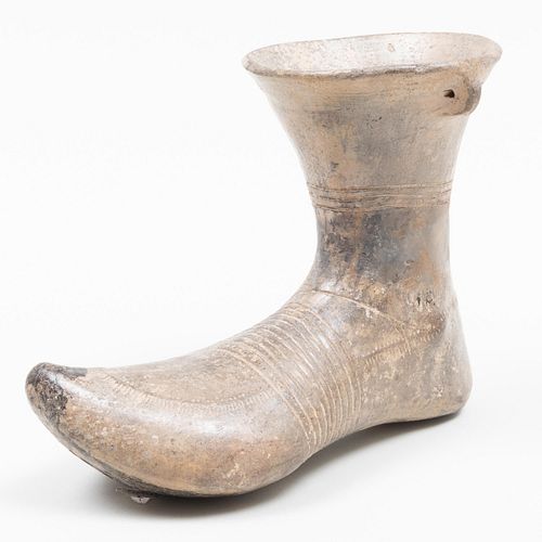 Anatolian Burnished Pottery Boot Shaped Rhyton