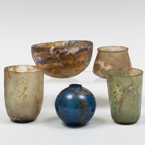 Group of Six Roman Glass Vessels