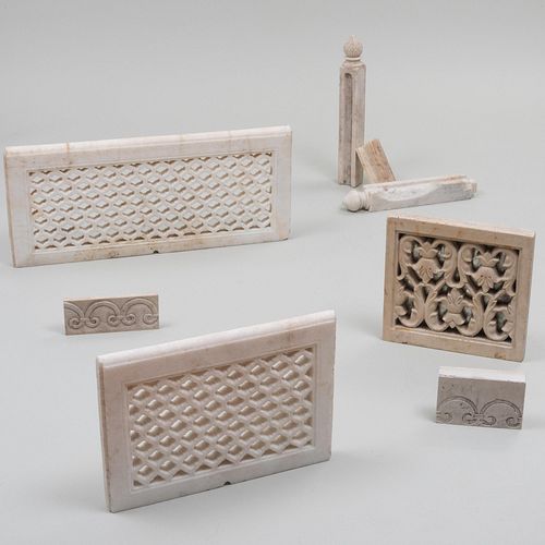 Miscellaneous Group of Indian Carved Marble Garden Elements