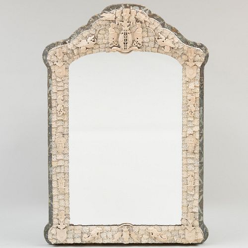 Large Napoleon III Carved Bone Mirror, Dieppe