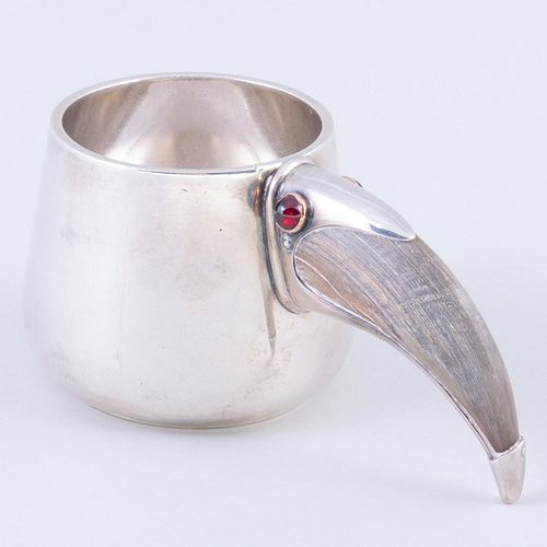 Russian Silver and Horn Mounted Bird Form Cup