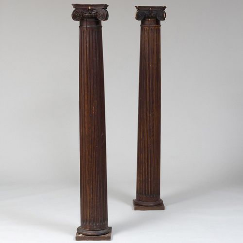 Pair of Continental Oak Columns