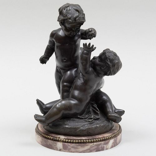 French Bronze Figural Group of Putti at Play
