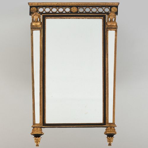 Late Italian Neoclassical Painted and Parcel-Gilt Mirror