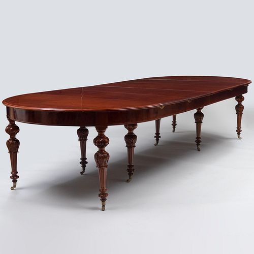Continental Carved Mahogany Extension Dining Table
