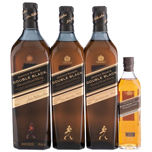 Johnnie Walker. Explorer Club y Double Black. Blended. Scotch Whisky. Piezas: 4.