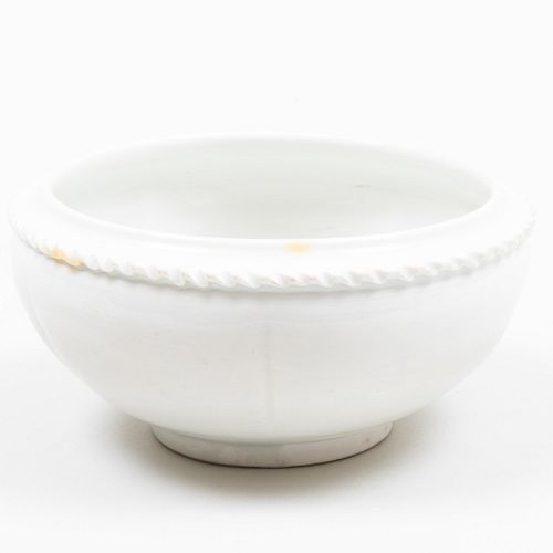 Chinese White Glazed Porcelain Bowl with a Scrolled Edge