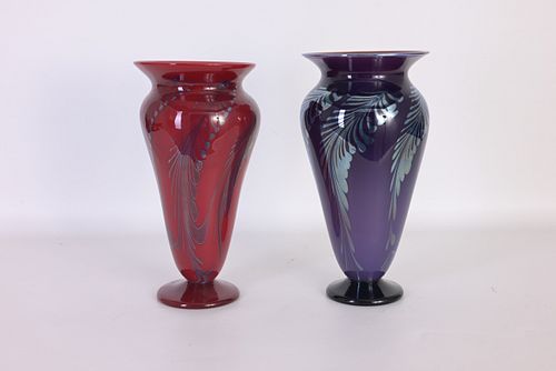 (2) Rick Strini Art Glass Vases