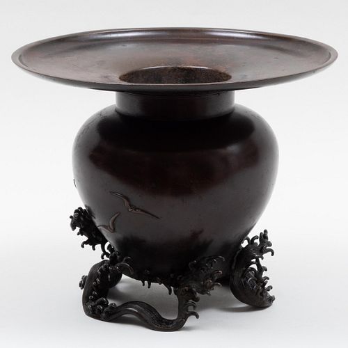 Japanese Bronze Usubata Style Vase