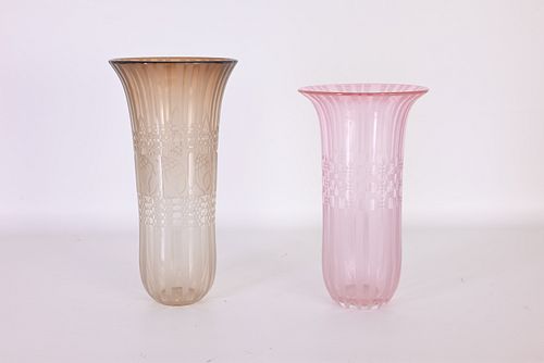 (2) Gary Genetti Artisan Art Glass Vases