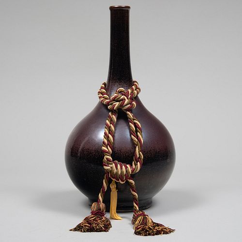 Dark Purple Glazed Bottle Vase, Probably Chinese