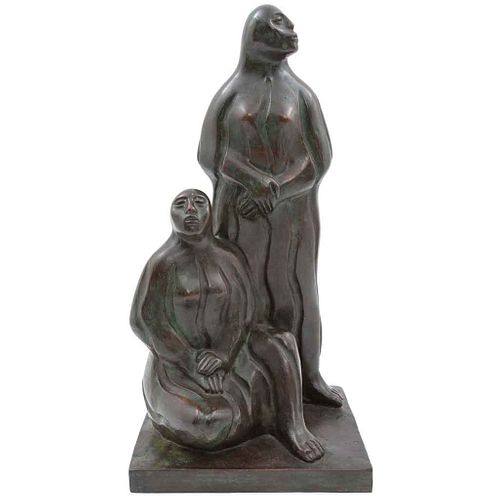 JUAN CRUZ REYES, Mujeres con cactus, Firmada y fechada 86, Escultura en bronce 3 / 10, 53.5 x 28 x 24 cm, Con certificado