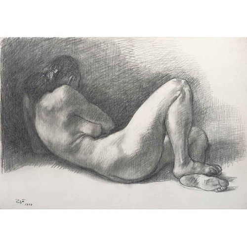 FRANCISCO ZÚÑIGA, Desnudo #2, Firmado y fechado 1979, Conté sobre papel, 50 x 71.5 cm