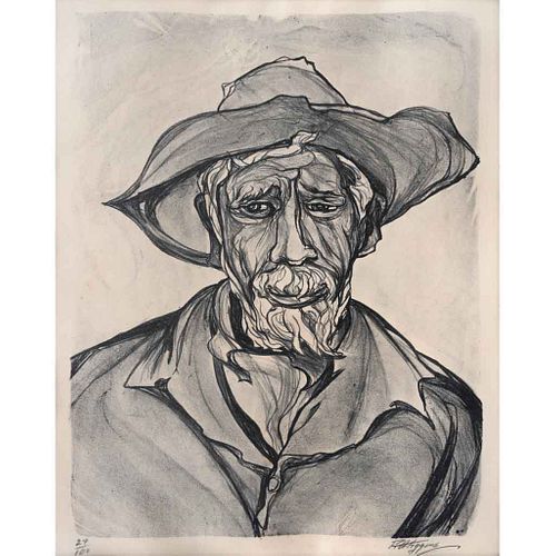 PABLO O'HIGGINS, Don Nieves, Firmada, Litografía 27 / 100, 46.5 x 37.5 cm medidas totales