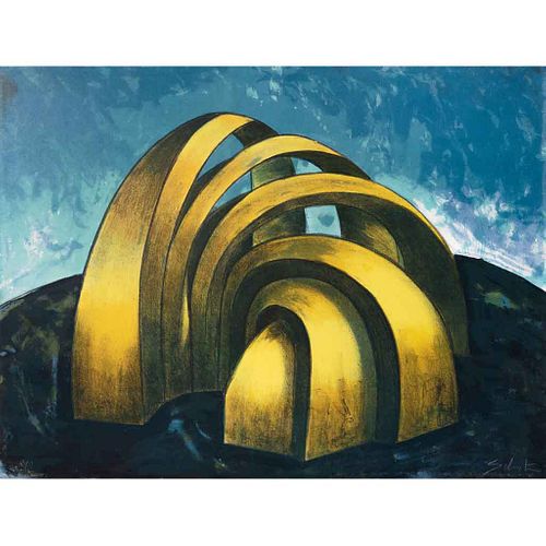 SEBASTIAN, Arcos del tercer milenio, Firmada, Serigrafía 78 / 150, 60 x 80 cm medidas torales