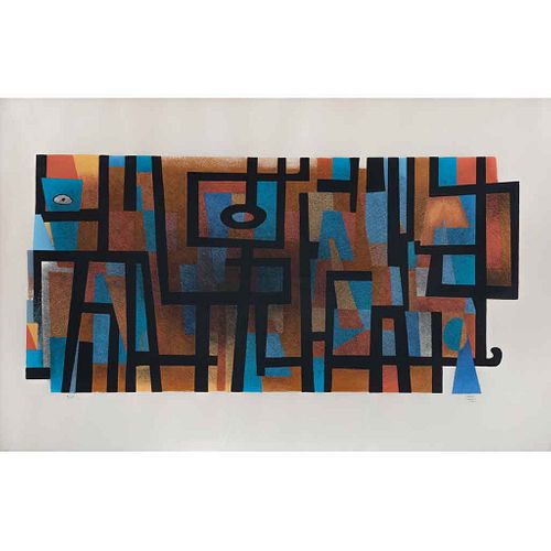 CARLOS MÉRIDA, Sin título, Firmada y fechada 1980, Serigrafía 4 / 100, 50 x 102 cm medidas totales