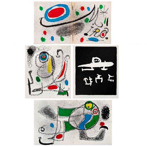 JOAN MIRÓ, Sin título, de Miró Fondation Maeght, 1968, Sin firma, Litografías sin número de tiraje, medidas variables, Piezas: 4