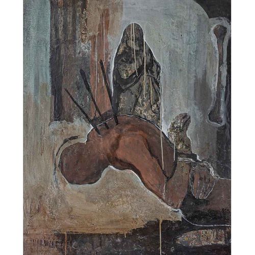 ESTRELLA CARMONA, América, Excavaciones para una realidad, Firmado, Óleo sobre tela, 107 x 88 cm